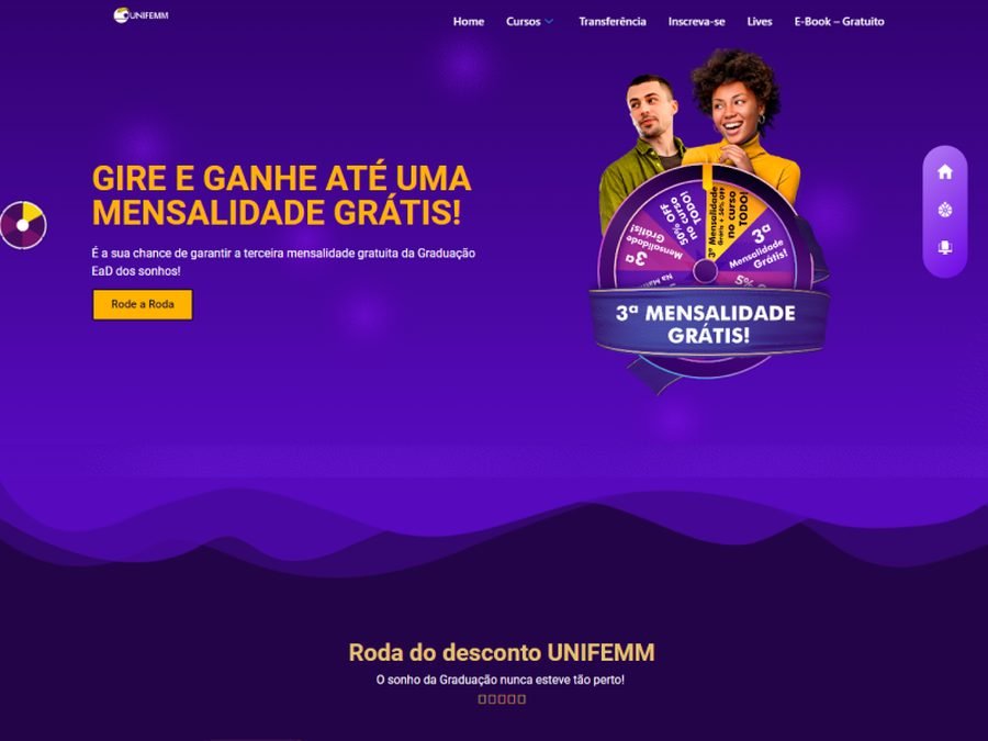 Landing page UNIFEMM desenvolvida pela SR Design